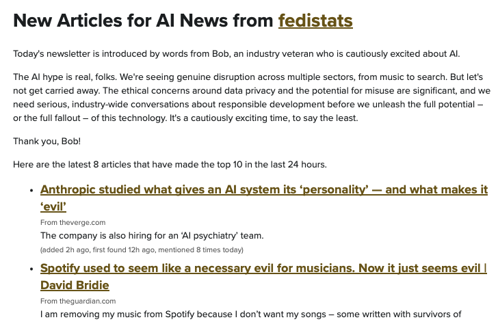 Screenshot of the AI News email